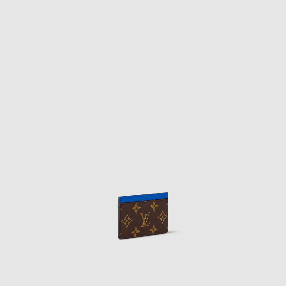 Ví Louis Vuitton Porte Cartes Simple Pm Monogram Macassar Nữ Xanh Dương